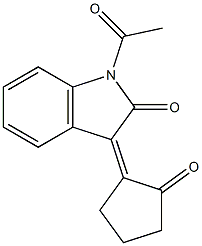 1-Acetyl-2,3-dihydro-3-(2-oxocyclopentylidene)-1H-indol-2-one Struktur