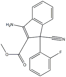 3-Amino-1-cyano-1-(2-fluorophenyl)-1H-indene-2-carboxylic acid methyl ester Struktur