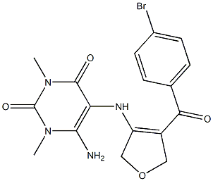 6-Amino-5-[[2,5-dihydro-4-(4-bromobenzoyl)furan]-3-ylamino]-1,3-dimethyluracil Struktur