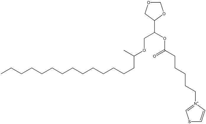 3-[6-(2-Hexadecyloxymethyl-1,3-dioxolan-4-ylmethoxy)-6-oxohexyl]thiazolium Struktur