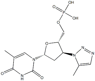 3'-(5-Methyl-1H-1,2,3-triazol-1-yl)-3'-deoxythymidine 5'-phosphoric acid Struktur