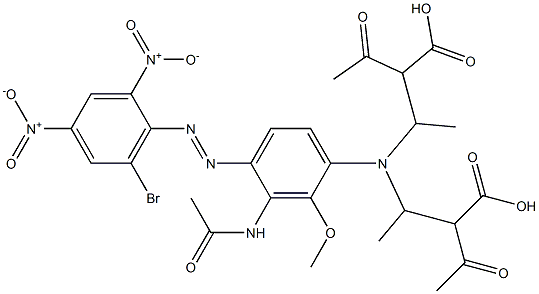 Bis(acetoacetic acid)[3-acetylamino-4-[(6-bromo-2,4-dinitrophenyl)azo]-2-methoxyphenylimino]bis(ethane-1,1-diyl) ester Struktur