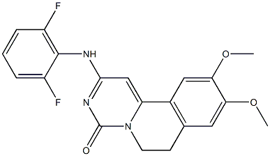 6,7-Dihydro-2-(2,6-difluorophenylamino)-9,10-dimethoxy-4H-pyrimido[6,1-a]isoquinolin-4-one Struktur