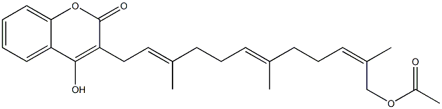 4-Hydroxy-3-[(2E,6E,10Z)-12-(acetyloxy)-3,7,11-trimethyl-2,6,10-dodecatrien-1-yl]-2H-1-benzopyran-2-one Struktur