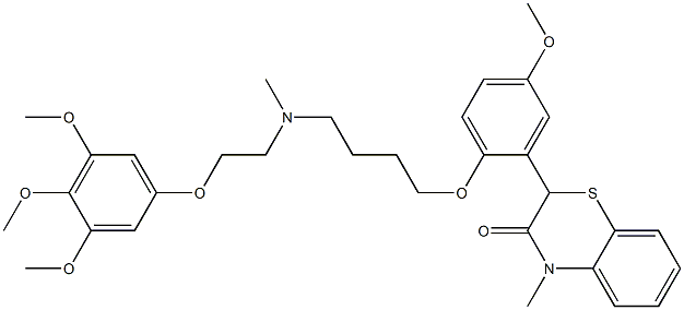 2-[2-[4-[N-[2-(3,4,5-Trimethoxyphenoxy)ethyl]methylamino]butoxy]-5-methoxyphenyl]-4-methyl-4H-1,4-benzothiazin-3(2H)-one Struktur