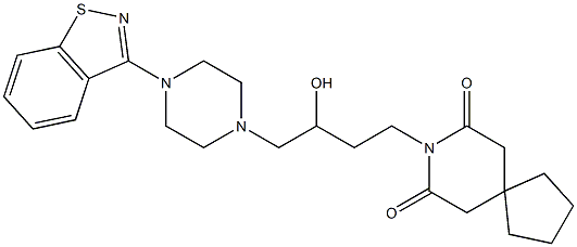 8-[3-Hydroxy-4-[4-(1,2-benzisothiazol-3-yl)-1-piperazinyl]butyl]-8-azaspiro[4.5]decane-7,9-dione Struktur