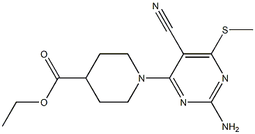 1-[2-Amino-5-cyano-6-(methylthio)pyrimidin-4-yl]piperidine-4-carboxylic acid ethyl ester Struktur