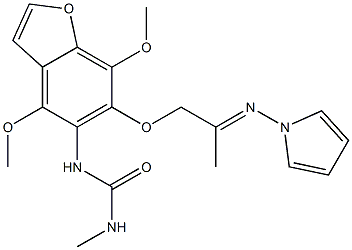 1-[4,7-Dimethoxy-6-(2-pyrrolizinopropoxy)benzofuran-5-yl]-3-methylurea Struktur