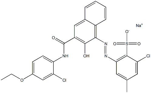 2-Chloro-4-methyl-6-[[3-[[(2-chloro-4-ethoxyphenyl)amino]carbonyl]-2-hydroxy-1-naphtyl]azo]benzenesulfonic acid sodium salt Struktur