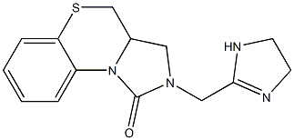 2,3,3a,4-Tetrahydro-2-[(1-imidazolin-2-yl)methyl]-1H-imidazo[5,1-c][1,4]benzothiazin-1-one Struktur