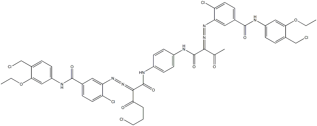 3,3'-[2-(2-Chloroethyl)-1,4-phenylenebis[iminocarbonyl(acetylmethylene)azo]]bis[N-[4-(chloromethyl)-3-ethoxyphenyl]-4-chlorobenzamide] Struktur