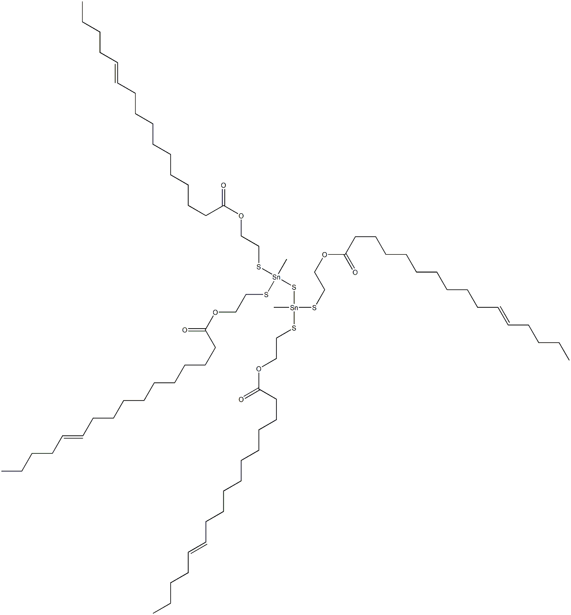 Bis[methylbis[[2-(10-pentadecenylcarbonyloxy)ethyl]thio]stannyl] sulfide Struktur