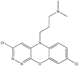 3,8-Dichloro-5-(3-dimethylaminopropyl)-5H-pyridazino[3,4-b][1,4]benzoxazine Struktur