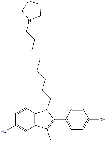 2-(4-Hydroxyphenyl)-3-methyl-1-[8-(1-pyrrolidinyl)octyl]-1H-indol-5-ol Struktur