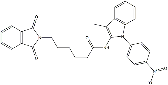 N-[1-(4-Nitrophenyl)-3-methyl-1H-indol-2-yl]-6-(1,3-dioxoisoindolin-2-yl)hexanamide Struktur