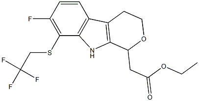 1-Ethyl-7-fluoro-8-(2,2,2-trifluoroethyl)thio-1,3,4,9-tetrahydropyrano[3,4-b]indole-1-acetic acid Struktur