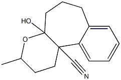 3-Methyl-4a-hydroxy-1,2,3,4a,5,6,7,11b-octahydrobenzo[3,4]cyclohepta[1,2-b]pyran-11b-carbonitrile Struktur