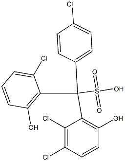 (4-Chlorophenyl)(2-chloro-6-hydroxyphenyl)(2,3-dichloro-6-hydroxyphenyl)methanesulfonic acid Struktur