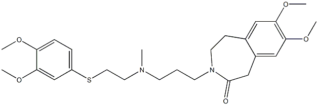 4,5-Dihydro-7,8-dimethoxy-3-[3-[N-methyl-2-(3,4-dimethoxyphenylthio)ethylamino]propyl]-1H-3-benzazepin-2(3H)-one Struktur