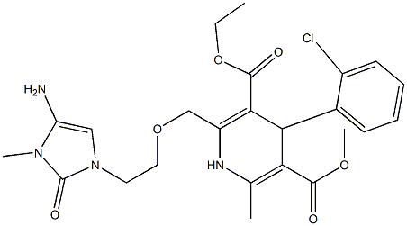 4-(2-Chlorophenyl)-1,4-dihydro-2-[2-[(4-amino-2,3-dihydro-3-methyl-2-oxo-1H-imidazol)-1-yl]ethoxymethyl]-6-methylpyridine-3,5-dicarboxylic acid 3-ethyl 5-methyl ester Struktur