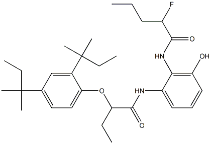 6-(2-Fluoropentanoylamino)-5-[2-(2,4-di-tert-amylphenoxy)butyrylamino]phenol Struktur