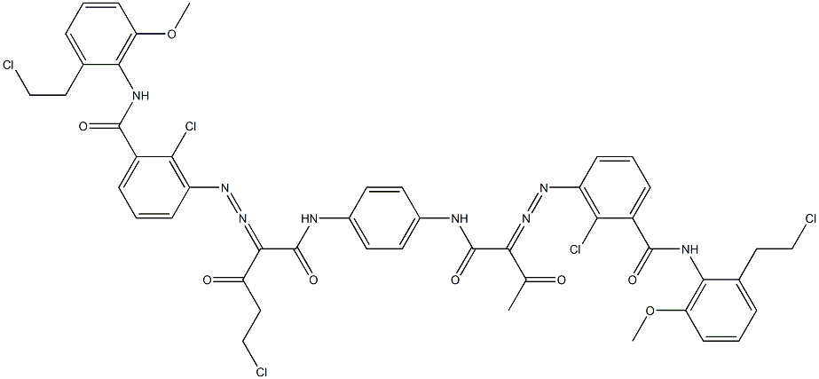 3,3'-[2-(Chloromethyl)-1,4-phenylenebis[iminocarbonyl(acetylmethylene)azo]]bis[N-[2-(2-chloroethyl)-6-methoxyphenyl]-2-chlorobenzamide] Struktur