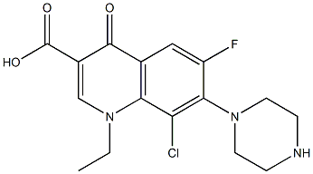 8-Chloro-1-ethyl-6-fluoro-1,4-dihydro-4-oxo-7-(1-piperazinyl)quinoline-3-carboxylic acid Struktur