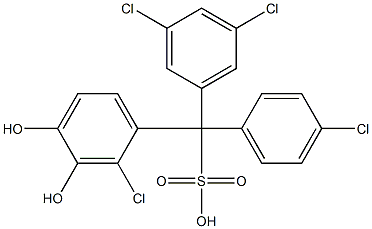 (4-Chlorophenyl)(3,5-dichlorophenyl)(2-chloro-3,4-dihydroxyphenyl)methanesulfonic acid Struktur