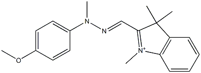 1,3,3-Trimethyl-2-[[2-methyl-2-(4-methoxyphenyl)hydrazono]methyl]-3H-indole-1-ium Struktur