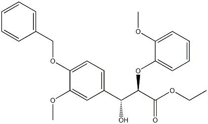 (2R,3R)-2-(2-Methoxyphenoxy)-3-hydroxy-3-(3-methoxy-4-benzyloxyphenyl)propanoic acid ethyl ester Struktur