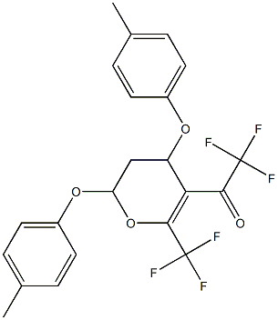 2,4-Bis(4-methylphenoxy)-5-(trifluoroacetyl)-6-(trifluoromethyl)-3,4-dihydro-2H-pyran Struktur