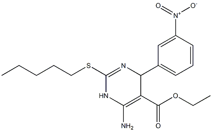 6-Amino-1,4-dihydro-2-pentylthio-4-(3-nitrophenyl)pyrimidine-5-carboxylic acid ethyl ester Struktur