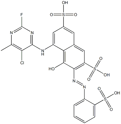 5-[(5-Chloro-2-fluoro-6-methyl-4-pyrimidinyl)amino]-4-hydroxy-3-[(2-sulfophenyl)azo]-2,7-naphthalenedisulfonic acid Struktur