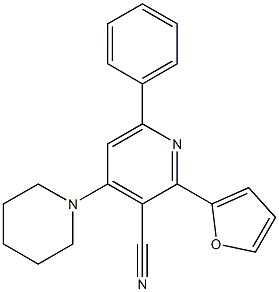 2-(2-Furanyl)-4-piperidino-6-phenylpyridine-3-carbonitrile Struktur