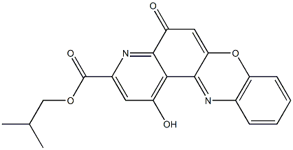 1-Hydroxy-5-oxo-5H-pyrido[3,2-a]phenoxazine-3-carboxylic acid isobutyl ester Struktur