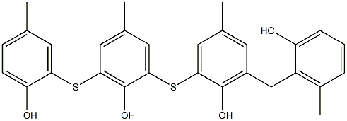 6-(2-Hydroxy-6-methylbenzyl)-4-methyl-2-[[3-[(2-hydroxy-5-methylphenyl)thio]-2-hydroxy-5-methylphenyl]thio]phenol Struktur