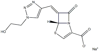 (5R,6Z)-6-[[1-(2-Hydroxyethyl)-1H-1,2,3-triazol-4-yl]methylene]-7-oxo-4-thia-1-azabicyclo[3.2.0]hept-2-ene-2-carboxylic acid sodium salt Struktur