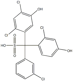 (3-Chlorophenyl)(2-chloro-4-hydroxyphenyl)(2,4-dichloro-5-hydroxyphenyl)methanesulfonic acid Struktur