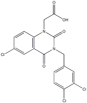 3-(3,4-Dichlorobenzyl)-1,2,3,4-tetrahydro-6-chloro-2,4-dioxoquinazoline-1-acetic acid Struktur