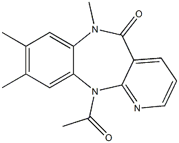 6,11-Dihydro-11-acetyl-6,8,9-trimethyl-5H-pyrido[2,3-b][1,5]benzodiazepin-5-one Struktur