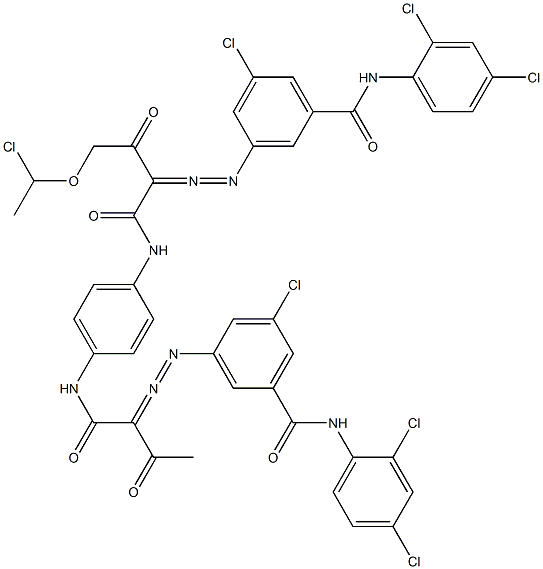 3,3'-[2-[(1-Chloroethyl)oxy]-1,4-phenylenebis[iminocarbonyl(acetylmethylene)azo]]bis[N-(2,4-dichlorophenyl)-5-chlorobenzamide] Struktur