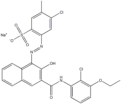 4-Chloro-3-methyl-6-[[3-[[(2-chloro-3-ethoxyphenyl)amino]carbonyl]-2-hydroxy-1-naphtyl]azo]benzenesulfonic acid sodium salt Struktur