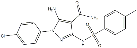 5-Amino-3-(4-methylphenylsulfonylamino)-1-(4-chlorophenyl)-1H-pyrazole-4-carboxamide Struktur