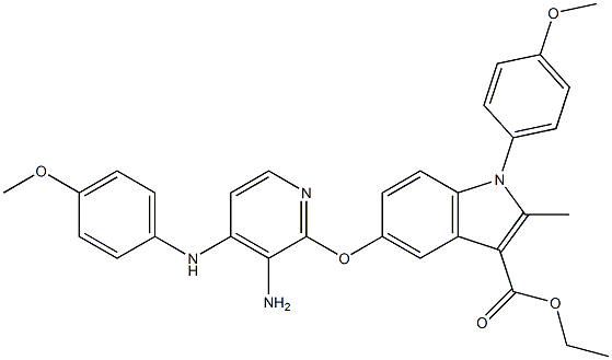 1-(4-Methoxyphenyl)-2-methyl-5-[3-amino-4-[(4-methoxyphenyl)amino]pyridin-2-yloxy]-1H-indole-3-carboxylic acid ethyl ester Struktur