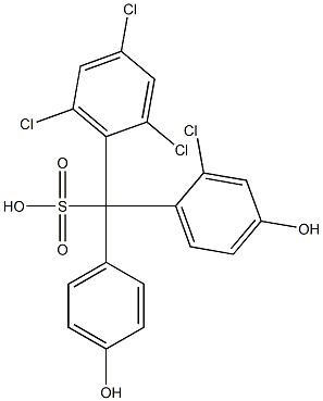 (2-Chloro-4-hydroxyphenyl)(2,4,6-trichlorophenyl)(4-hydroxyphenyl)methanesulfonic acid Struktur