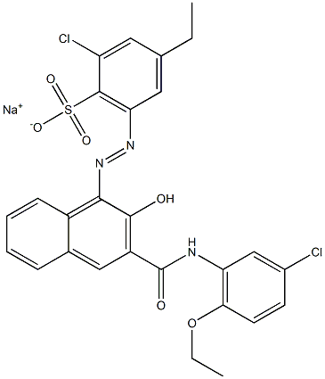 2-Chloro-4-ethyl-6-[[3-[[(3-chloro-6-ethoxyphenyl)amino]carbonyl]-2-hydroxy-1-naphtyl]azo]benzenesulfonic acid sodium salt Struktur