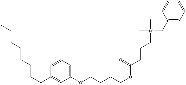 N,N-Dimethyl-N-benzyl-N-[3-[[4-(3-octylphenyloxy)butyl]oxycarbonyl]propyl]aminium Struktur