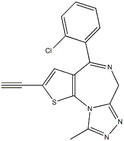 4-(2-Chlorophenyl)-2-ethynyl-9-methyl-6H-thieno[3,2-f][1,2,4]triazolo[4,3-a][1,4]diazepine Struktur