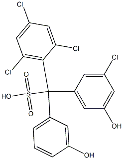 (3-Chloro-5-hydroxyphenyl)(2,4,6-trichlorophenyl)(3-hydroxyphenyl)methanesulfonic acid Struktur