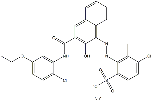 4-Chloro-3-methyl-2-[[3-[[(2-chloro-5-ethoxyphenyl)amino]carbonyl]-2-hydroxy-1-naphtyl]azo]benzenesulfonic acid sodium salt Struktur